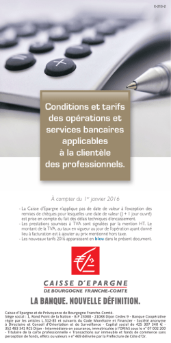 Conditions et tarifs des op&eacute;rations et services