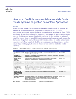 Annonce d`arr&ecirc;t de commercialisation et de fin de vie du
