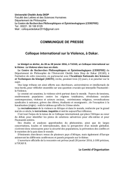 Colloque international sur la Violence, &agrave; Dakar.