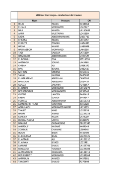 Nom Prenom CNI 1 HILAL ISMAIL K434064 2 ELHAJJI MOHAMED