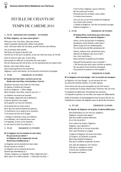 feuille de chants du temps de careme 2016