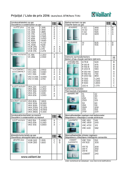 Liste des prix Liste de prix 2016
