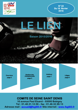 Bulletin football n&deg;22 fevrier 2016
