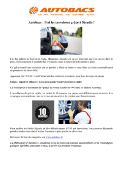 Autobacs : Fini les crevaisons gr&acirc;ce &agrave; S&eacute;cudis ! - AM