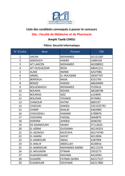 Liste des candidats convoqu&eacute;s &agrave; passer le concours Site : Facult&eacute;