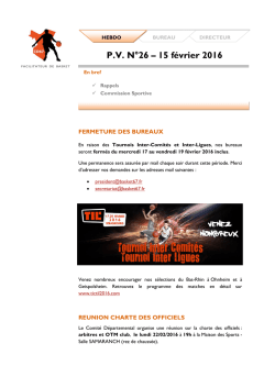 PV N&deg;26 &ndash; 15 f&eacute;vrier 2016 - Comit&eacute; de basket ball du Bas-Rhin