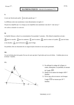 MATHEMATIQUES : devoir &agrave; la maison n&deg; 6 .