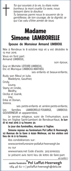 Madame Simone LAMBORELLE