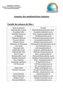 Annuaire des math&eacute;maticiens tunisiens Facult&eacute; des sciences de Sfax :