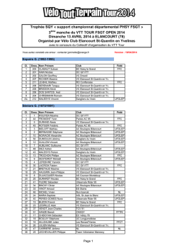 3 manche du VTT TOUR FSGT OPEN 2014 Dimanche 13 AVRIL