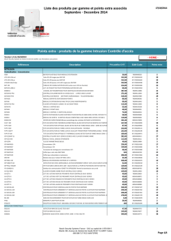 Liste des produits par gamme et points extra associés Septembre