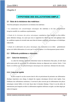 Chapitre 2: hypothese des sollicitations simples
