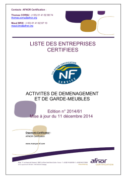 NF144 : Liste des entreprises certifiées NF Service