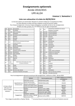 Licence 1 semestre 1 - Faculté des arts, lettres, langues, sciences