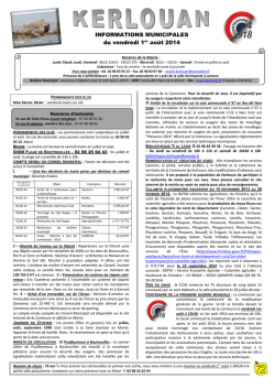 INFORMATIONS MUNICIPALES du vendredi 1er ao&ucirc;t 2014