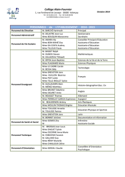 Personnel du collège 2014-2015
