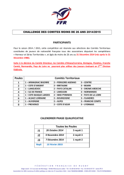 CALENDRIER 2014-2015 Challenge des comit&eacute;s M26