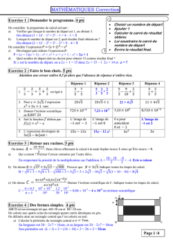 MATH&Eacute;MATIQUES Correction