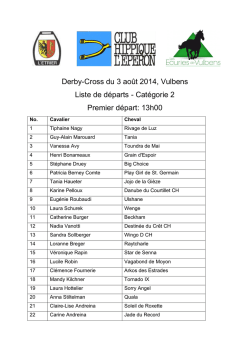 Liste de d&eacute;parts - Cat&eacute;gorie 2