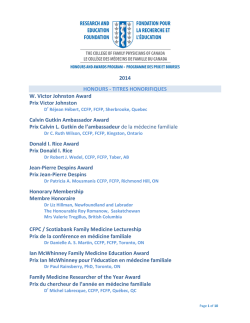 2014 HONOURS - The College of Family Physicians Canada