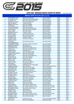Liste des engagés toutes catégories (le 8 octobre 2014)