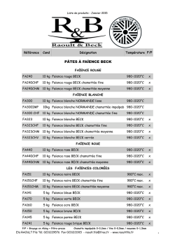 (Tarif Janvier 2015