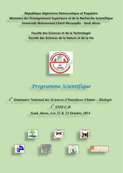Programme Scientifique - Université de Souk Ahras
