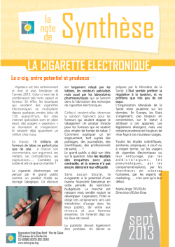 La e-cig, entre potentiel et prudence - ECLAT-GRAA