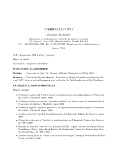 CURRICULUM VITAE Vestislav Apostolov