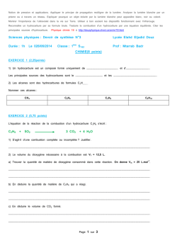 Devoir de synth&egrave;se N&deg;3 Dur&eacute;e : 1h Le 026/06/2014 Classe