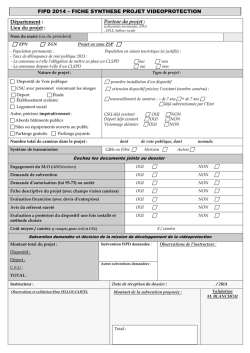 FIPD 2014 &ndash; FICHE SYNTHESE PROJET VIDEOPROTECTION