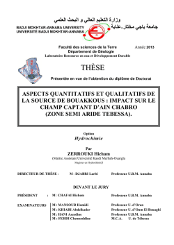 Aspects quantitatifs et qualitatifs de la source de Bouakkous