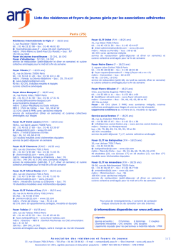 Liste des r&eacute;sidences et foyers de jeunes g&eacute;r&eacute;s par les associations