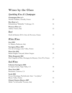 Glenmere Mansion Wine List 2014