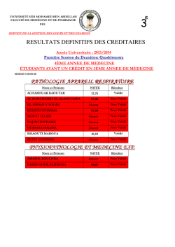 e RESULTATS DEFINITIFS DES CREDITAIRES PATHOLOGIE