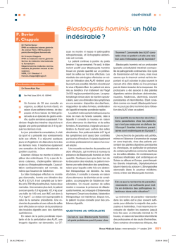 Blastocystis hominis : un h&ocirc;te