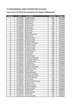 FST MOHAMMEDIA, ANNEE UNIVERSITAIRE 2014/2015 2&egrave;me