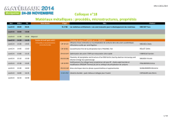 Colloque n°18 Matériaux métalliques : procédés