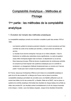 Comptabilit&eacute; Analytique - M&eacute;thodes et Pilotage