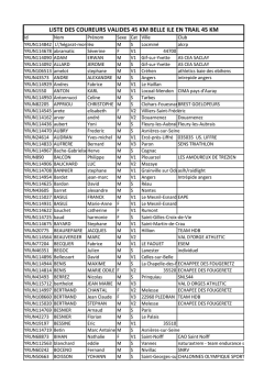 LISTE DES COUREURS VALIDES 45 KM BELLE ILE
