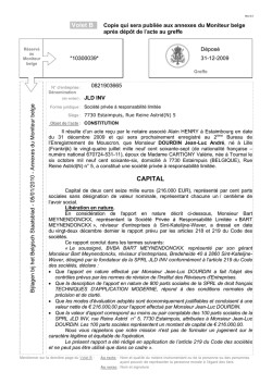 Statuts de la SPRL JLD IN