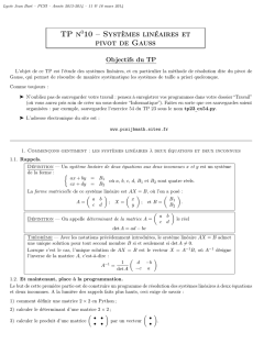 TP n 10 – Systèmes linéaires et pivot de Gauss