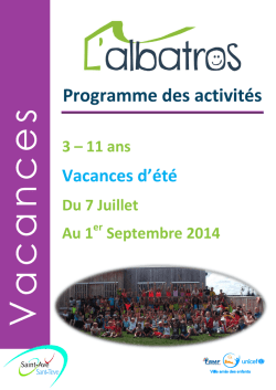 s Programme des activit&eacute;s