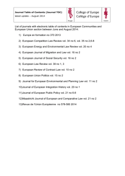 List of journals with electronic table of contents in European