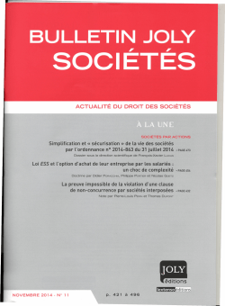 ACTUALITÉ OU DROIT DES SOCIÉTÉS
