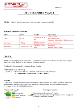 INFO TECHNIQUE N&deg;2/2014