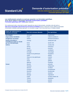 Liste des m&eacute;dicaments