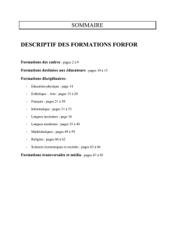Descriptifs FORFOR 2015