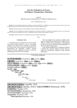 Liste des Orthopt&egrave;res de France