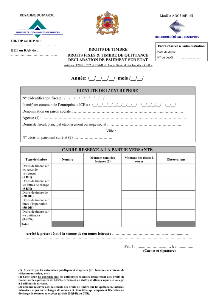 timbres fiscaux etat adc 310f 15i paperzz com